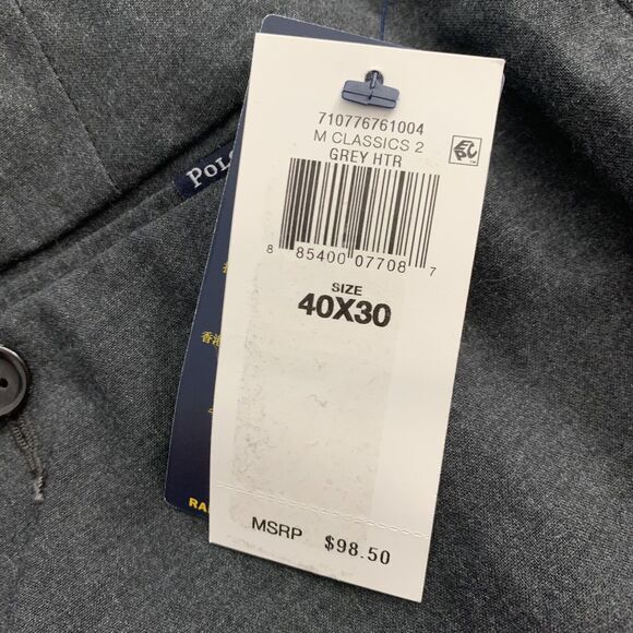 POLO Ralph Lauren Dress Pants Mens 40x30 Stretch Straight Fit Grey Heather $98 - Picture 4 of 9